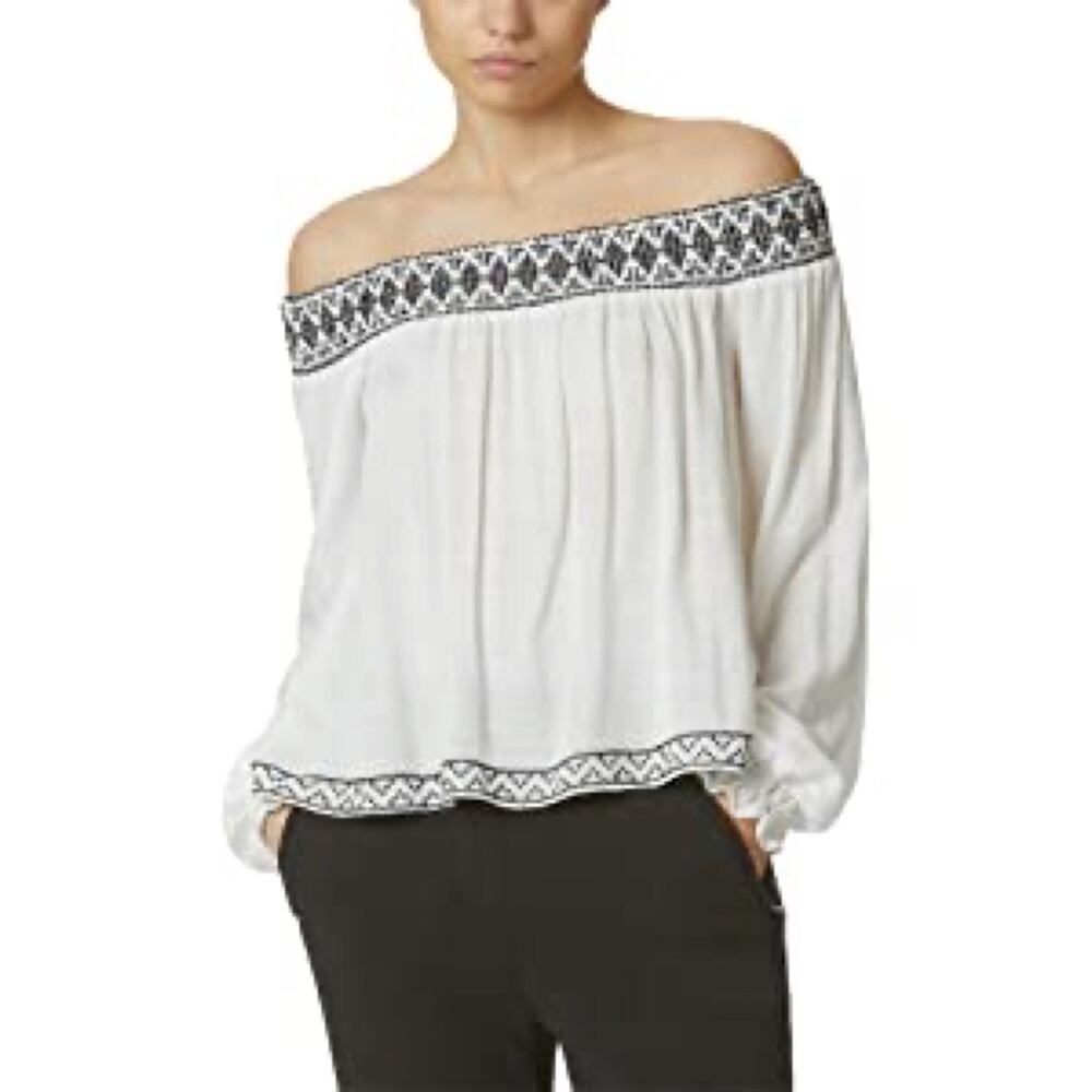 New Avec Les Filles Off-The-Shoulder Embroidered Top Women's S